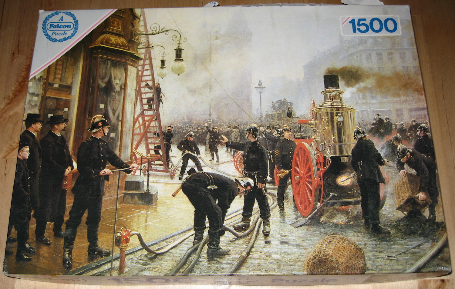 Image of the Puzzle 1500, Falcon, The Fire Brigade Turn Out in Kultorvet, Copenhagen, Picture of the Box